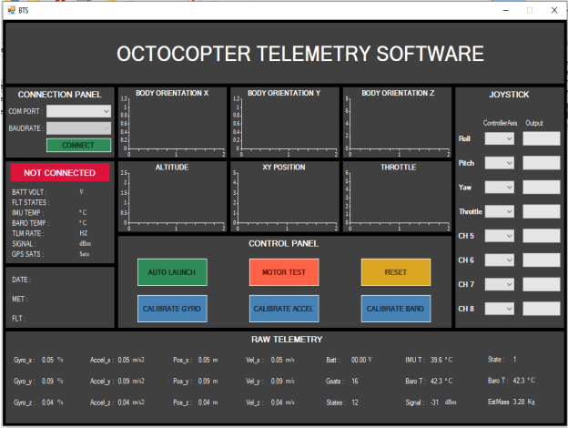 C# ground station showing live telemetry